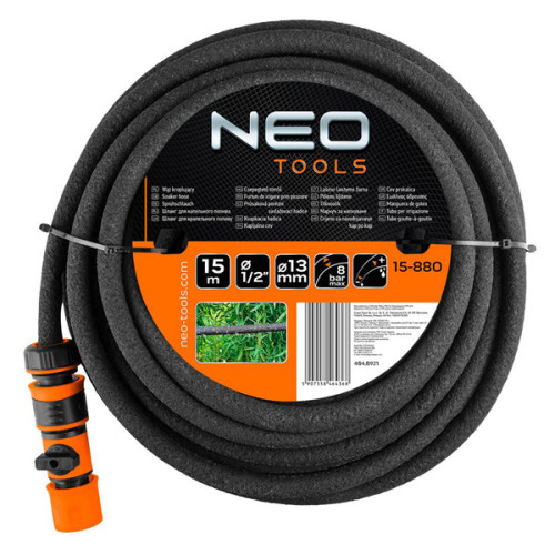 NEO TOOLS odkvapkávacia hadica 15m, 1/2", 8bar, čierna, 15-880